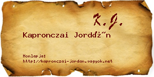 Kapronczai Jordán névjegykártya